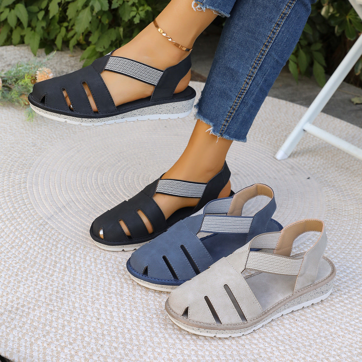 Marnie Orthopaedic Closed-Toe Cross-Strap Comfort Sandals