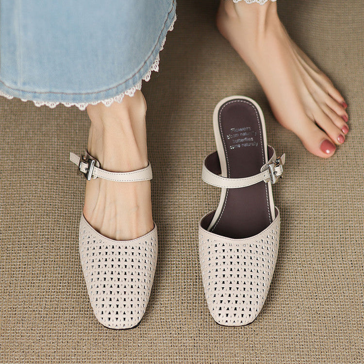 Nilda | Perforated Buckle Mules
