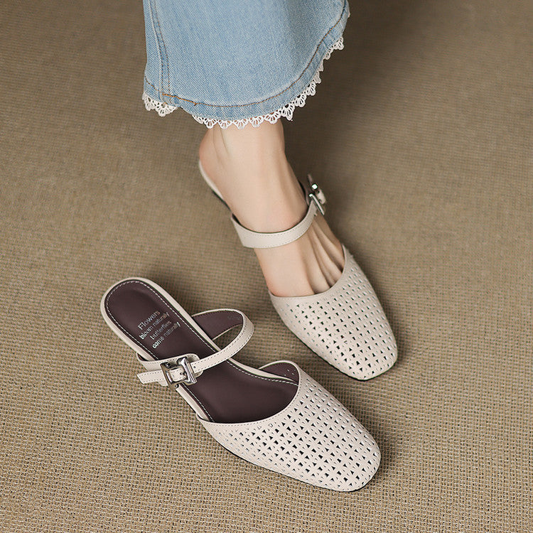 Nilda | Perforated Buckle Mules