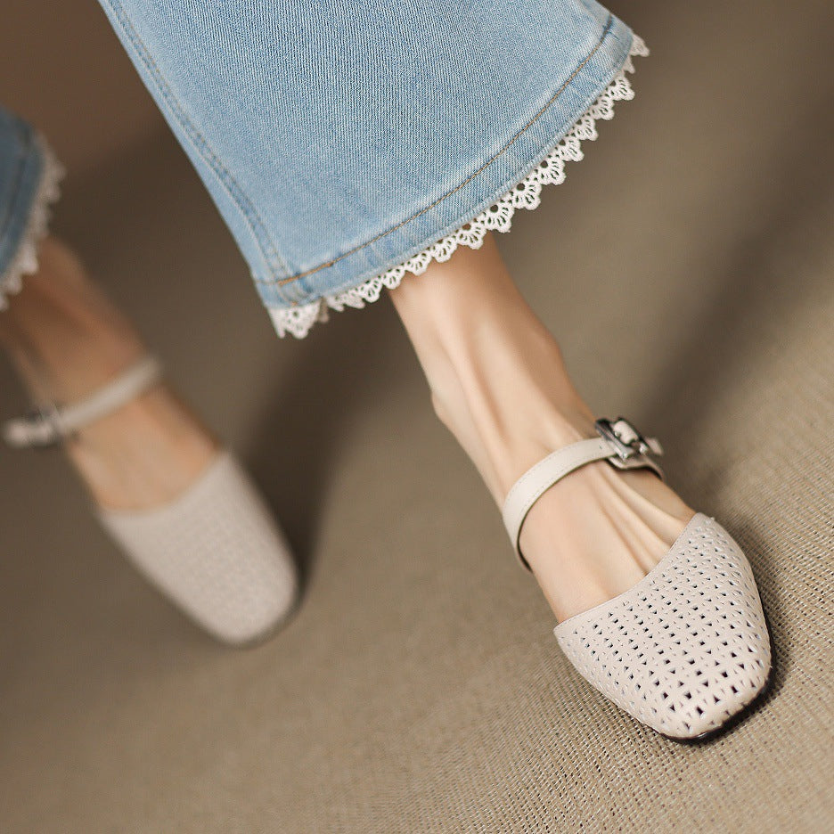 Nilda | Perforated Buckle Mules