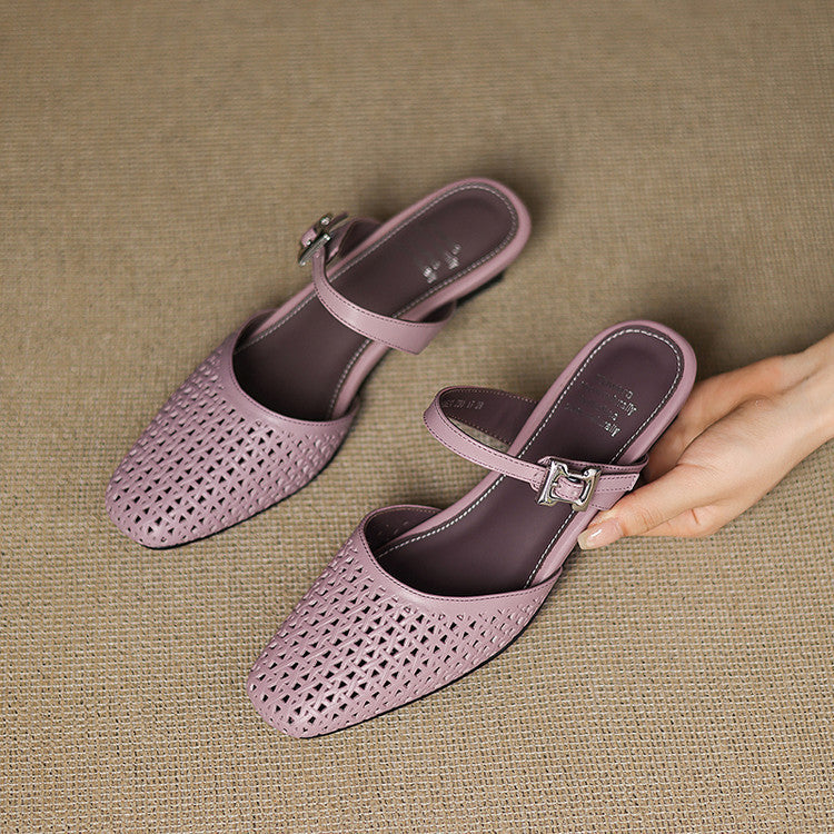 Nilda | Perforated Buckle Mules