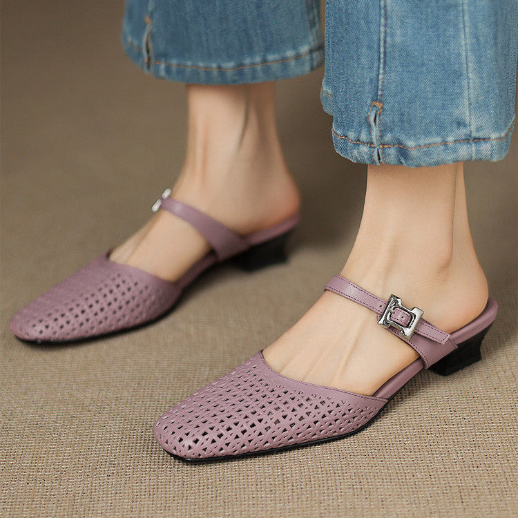 Nilda | Perforated Buckle Mules