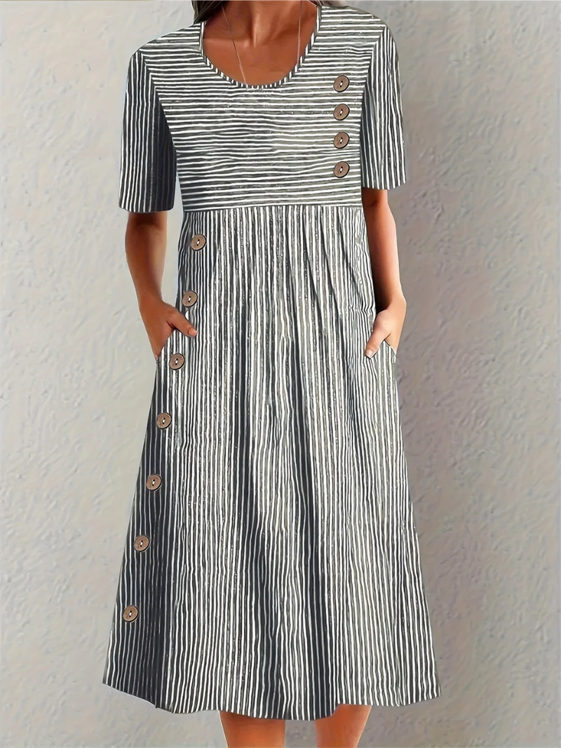 Marielle | Elegant Striped Midi Dress