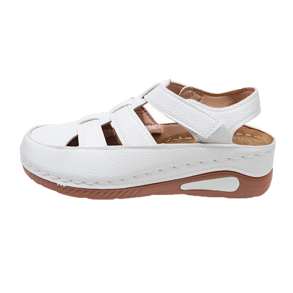 Narelle – White Orthopaedic Closed-Toe Platform Wedge Sandals