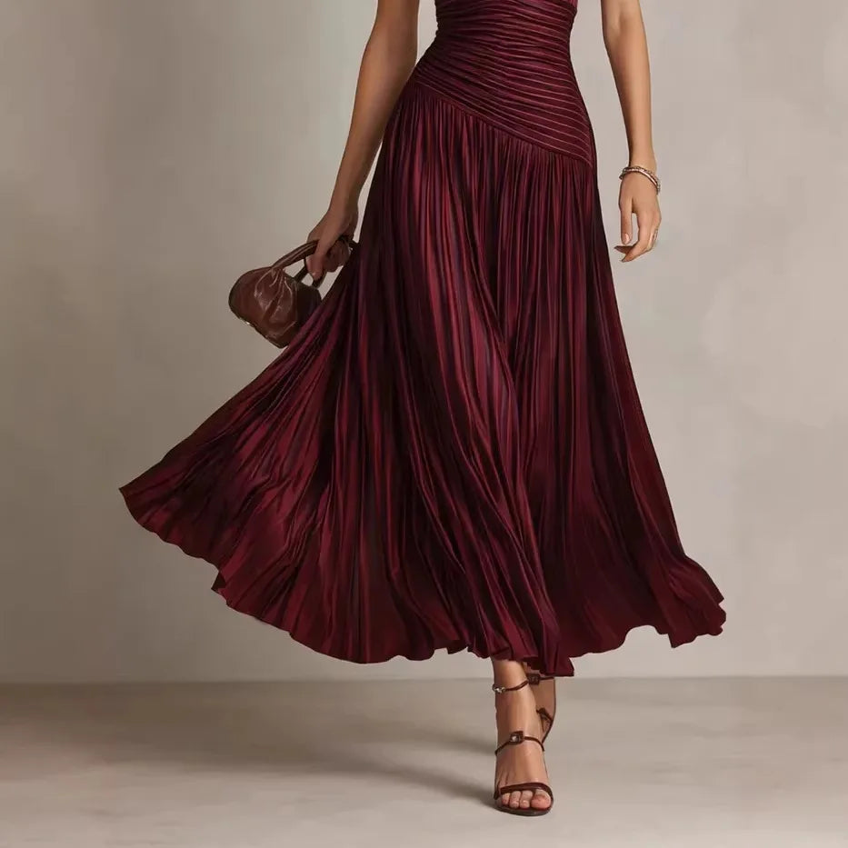 Rafaela Pleated V-Neck Maxi Dress