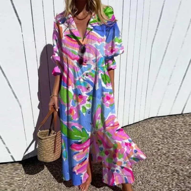 Daphne | Puff sleeve maxi dress