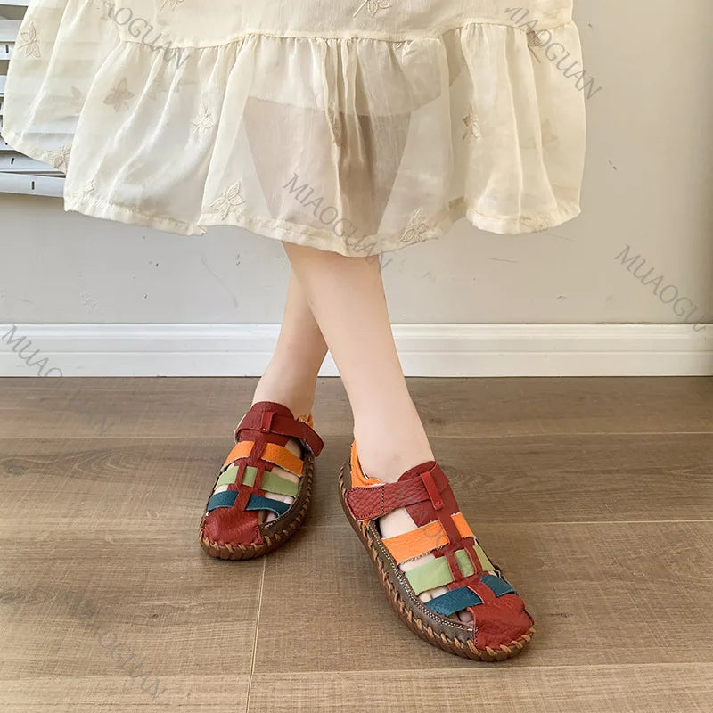 Peggy Orthopaedic Closed-Toe Colour-Block Fisherman Sandals