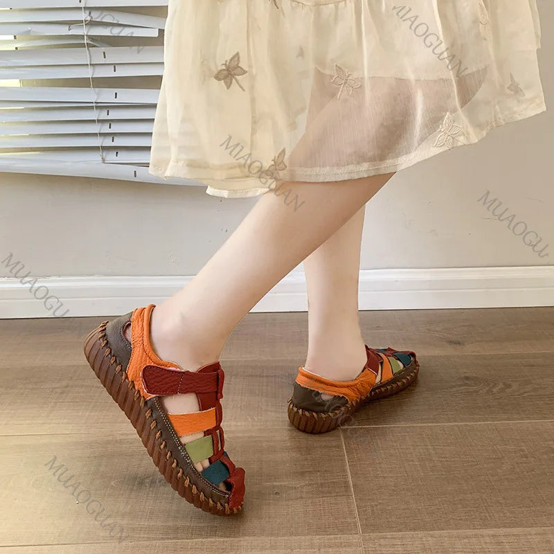 Peggy Orthopaedic Closed-Toe Colour-Block Fisherman Sandals