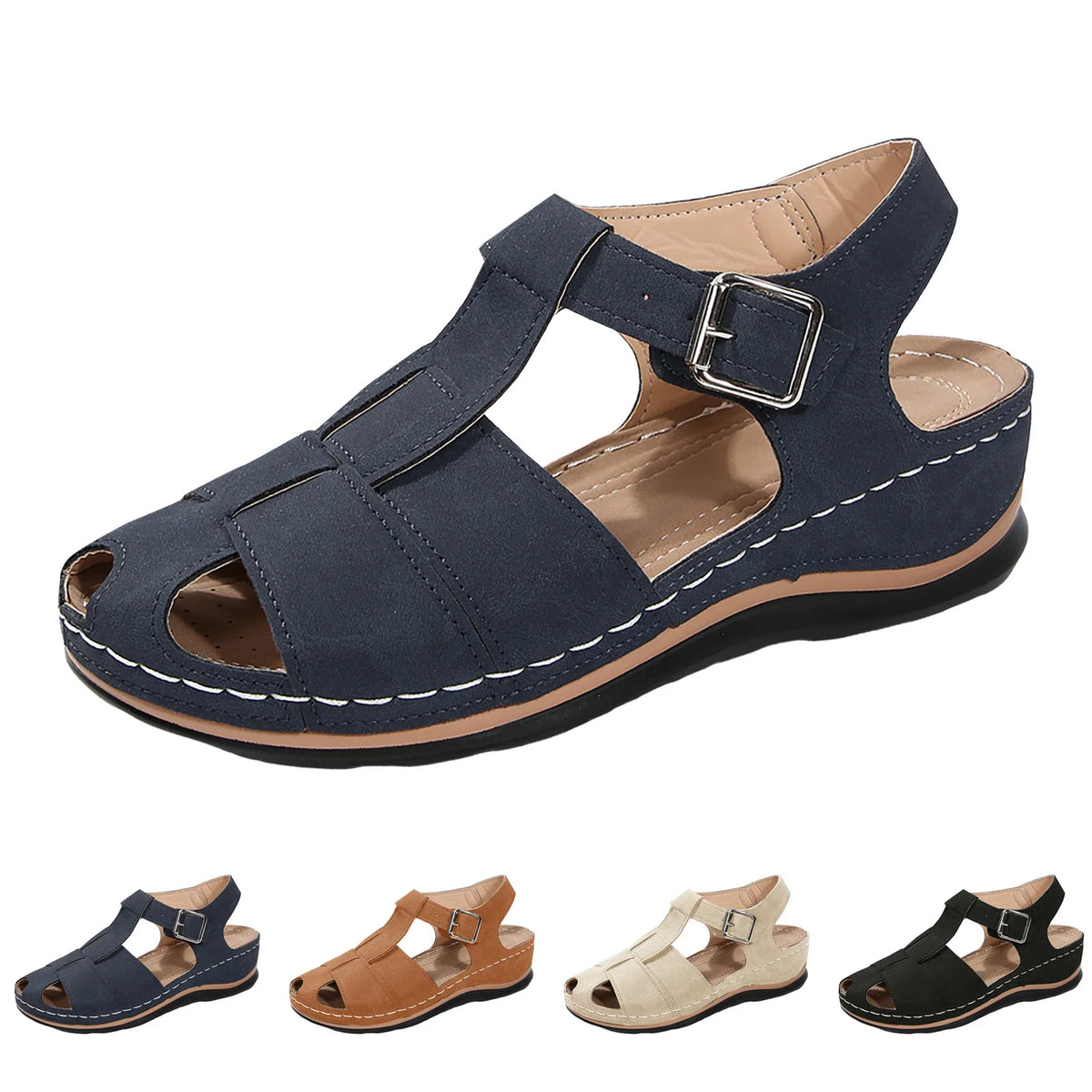 Minnie Orthopaedic Buckle Fisherman Wedge Sandals