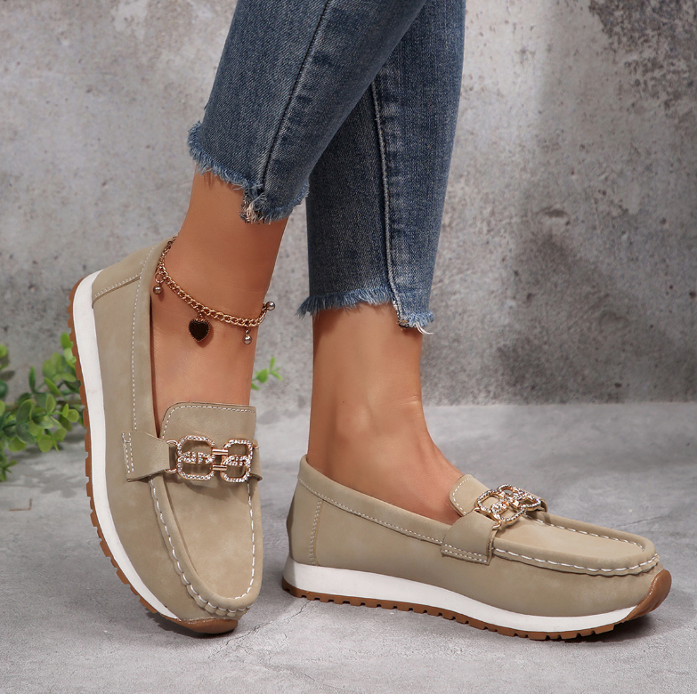 Emma - Orthopedic Chic Diamond Buckle Loafers