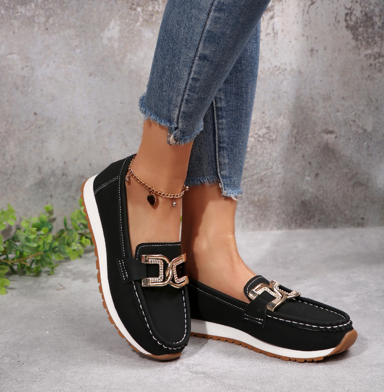 Emma - Orthopedic Chic Diamond Buckle Loafers