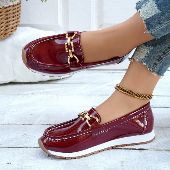 Eleanor - Orthopedic Shiny Bordeaux Loafers
