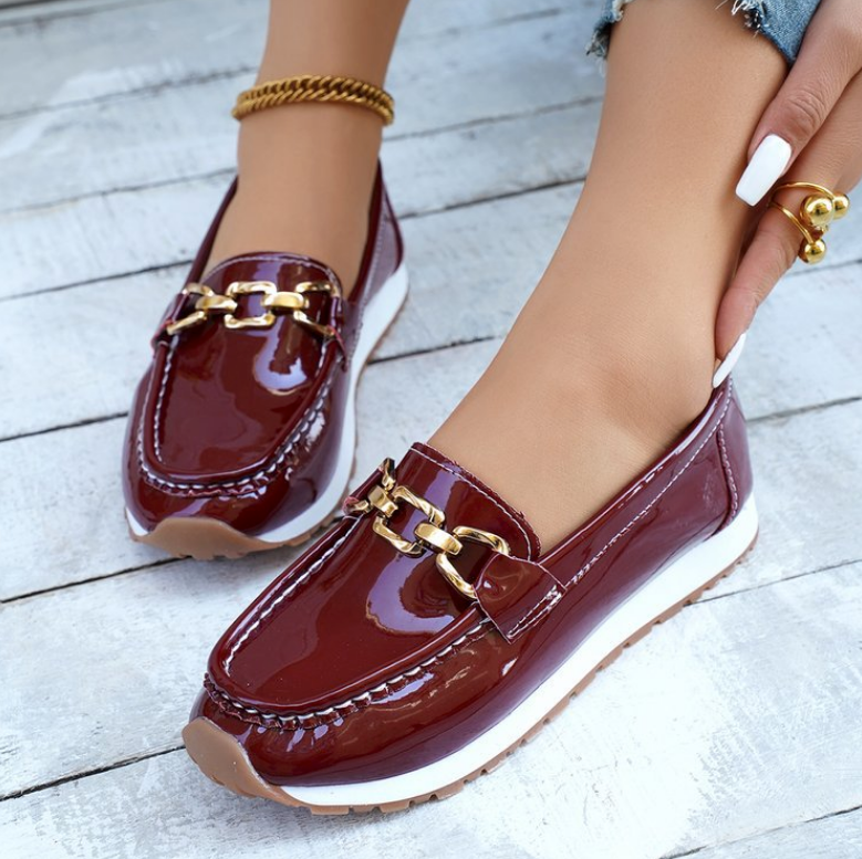 Eleanor - Orthopedic Shiny Bordeaux Loafers