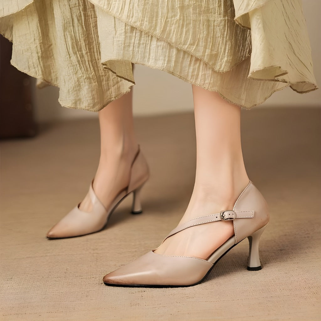 Avena | Crossover Strap Kitten Heels