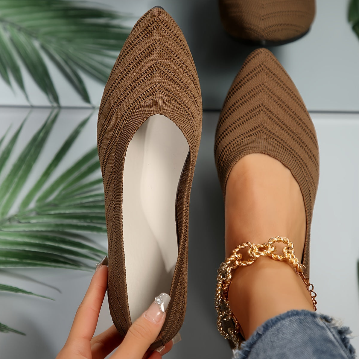 Virginia – Orthopaedic Pointed Knit Ballet Flats