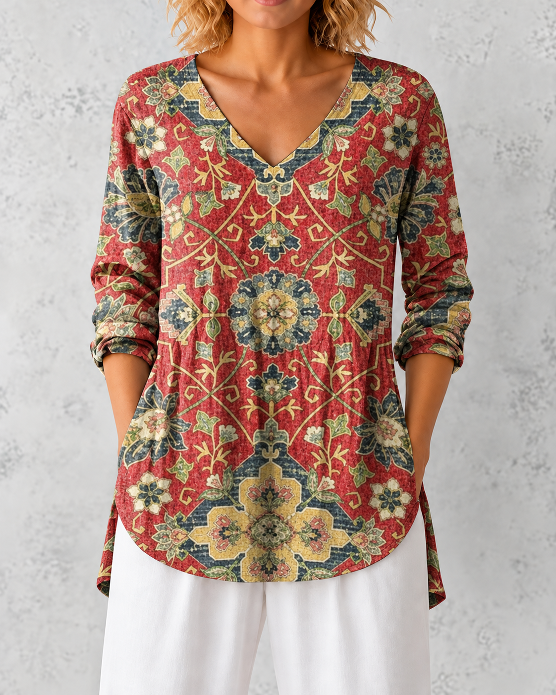 Lea | Long Blouse with V-Neck