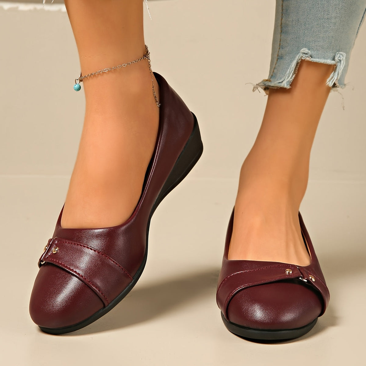Avis Buckle Detail Wedge Loafers