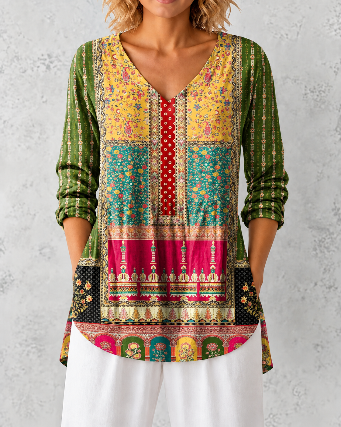 Emilie | Long Blouse with V-Neck