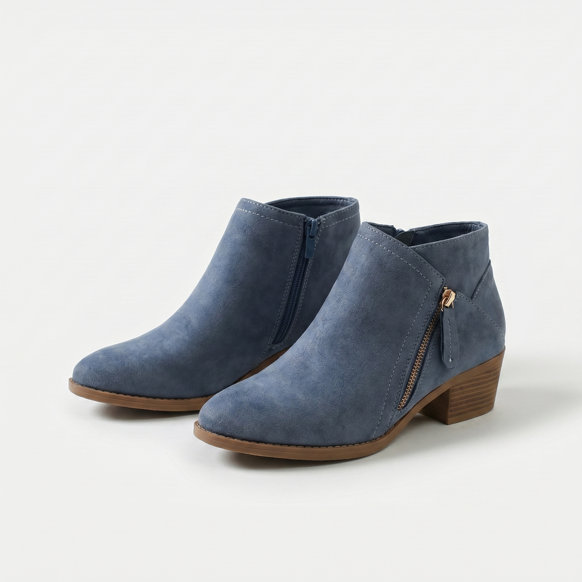 Susannah – Dusty Blue Orthopaedic Side-Zip Ankle Boots