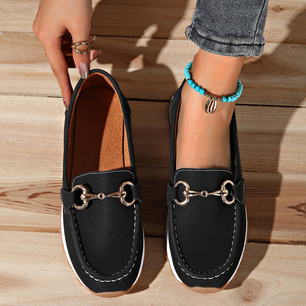 Elodie - Orthopedic Flat Buckle Loafers