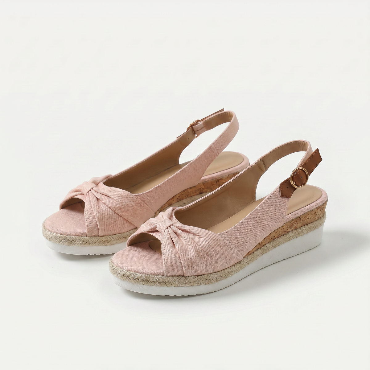 Fleur – Pink Orthopaedic Peep-Toe Slingback Wedges