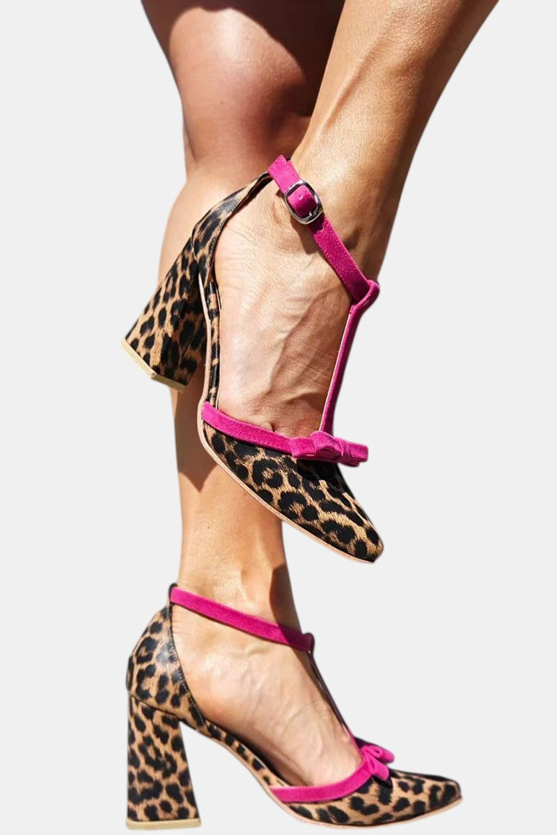 Leontina | Green Leopard Print Sandals with Colorful Accent