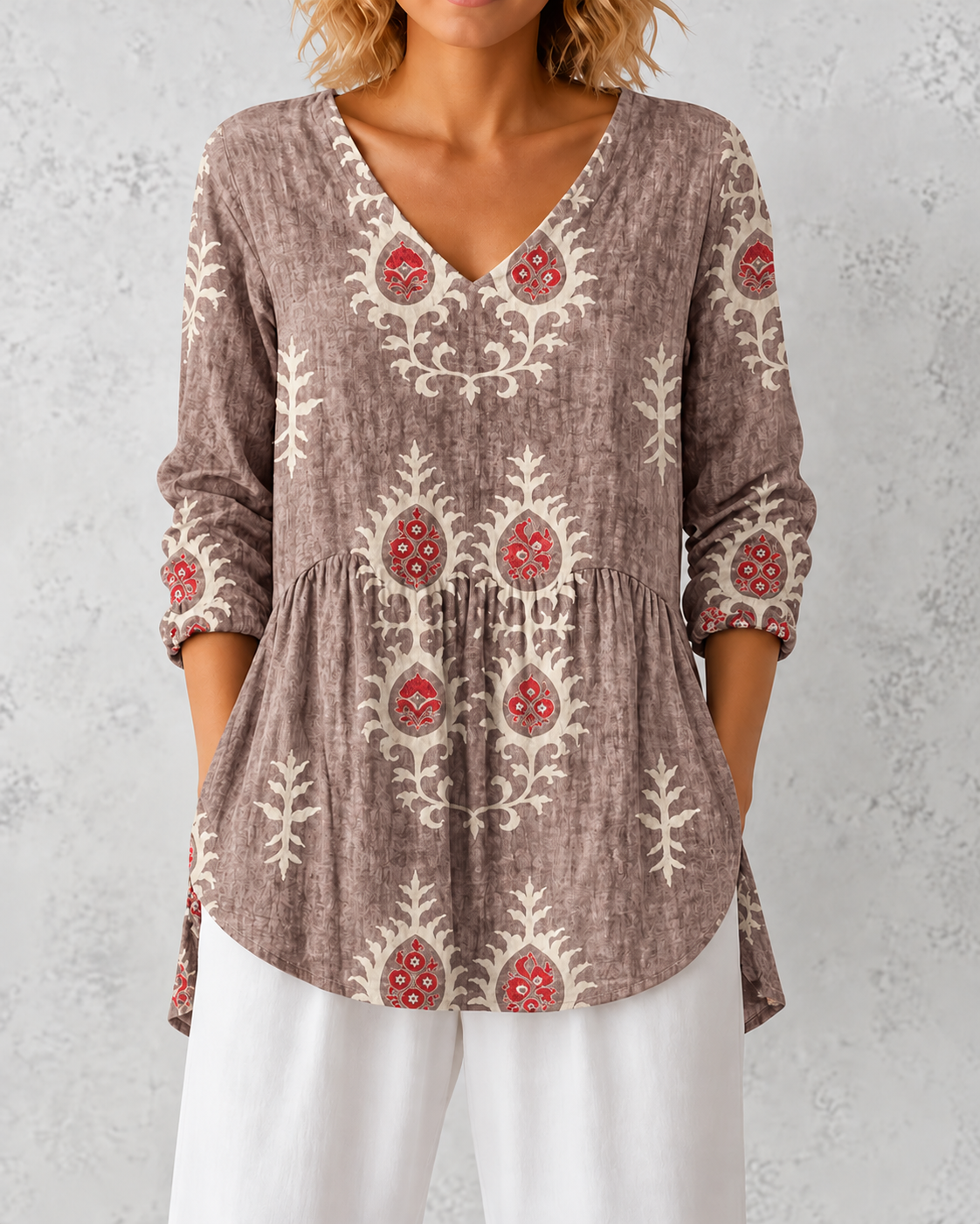 Elise | Long Blouse with V-Neck