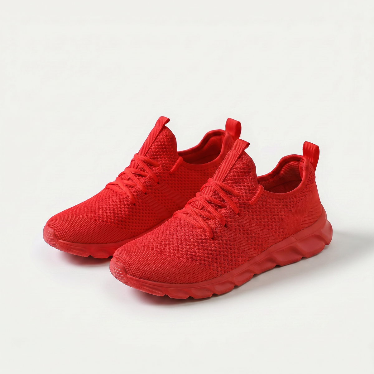 Annabelle – Red Orthopaedic Lightweight Knit Lace-Up Sneakers