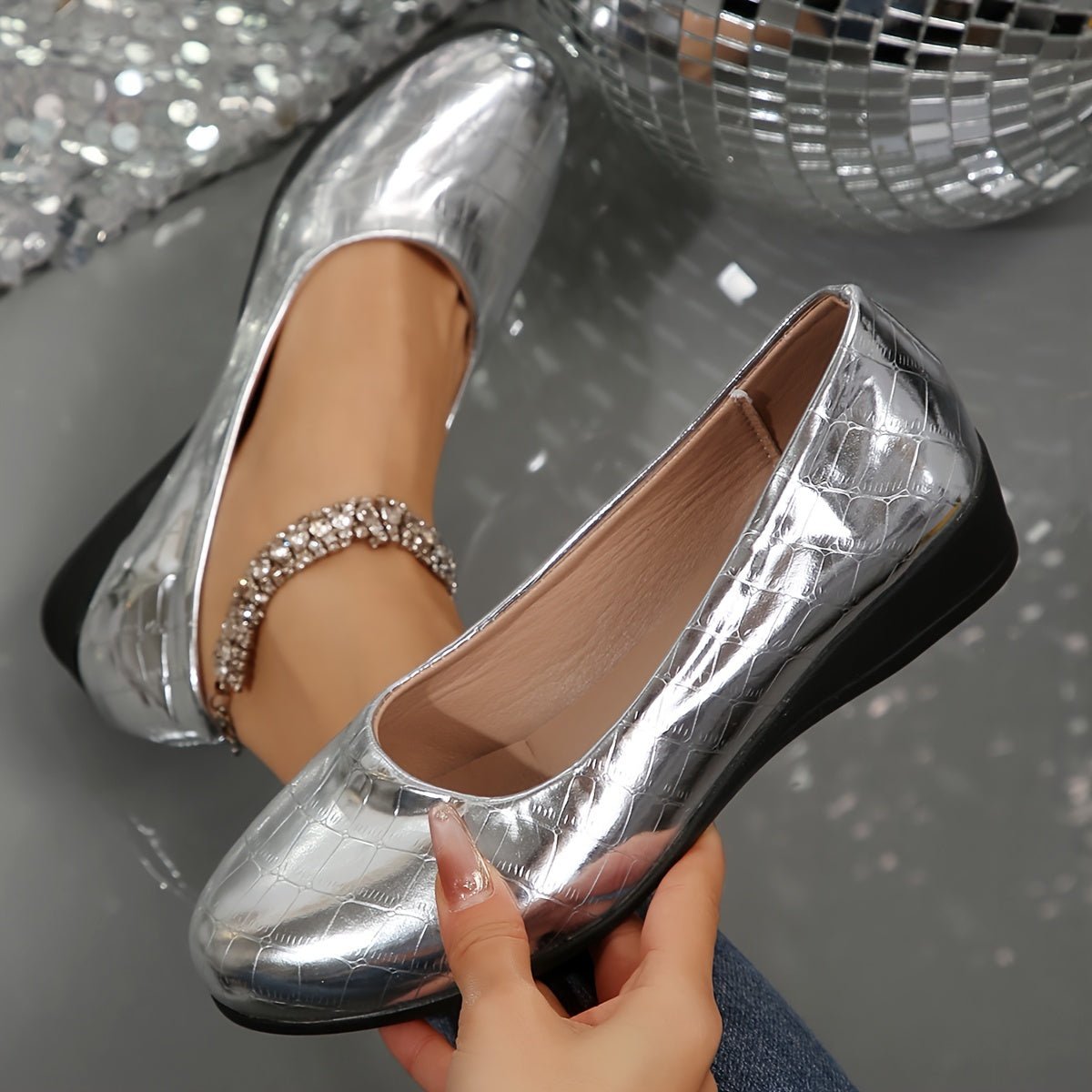 Coral Glossy Low-Wedge Pumps