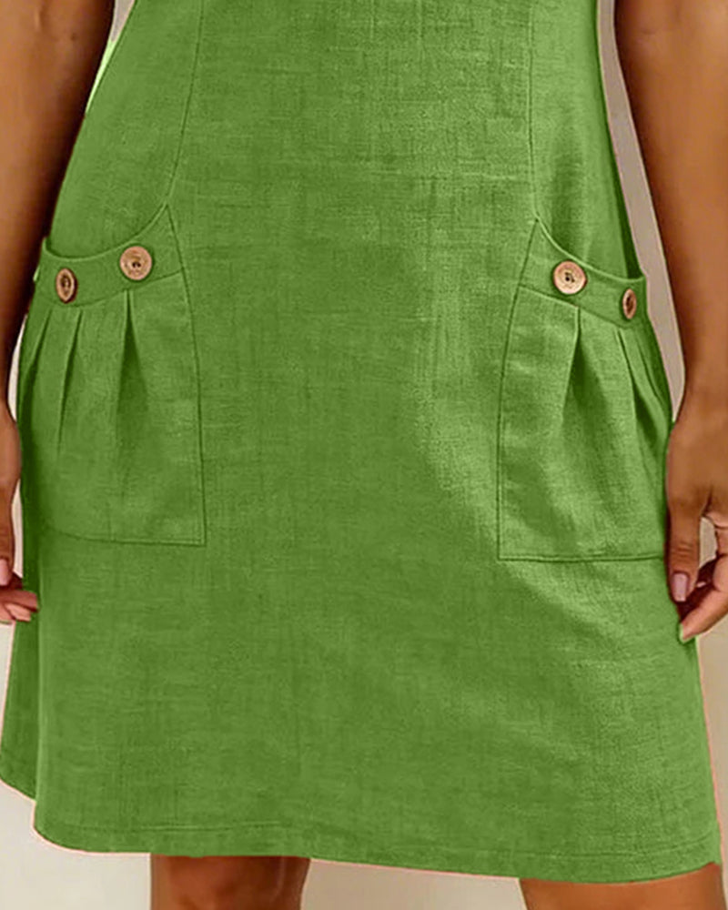 Carmen – Zip-Neck Cotton-Linen A-Line Dress