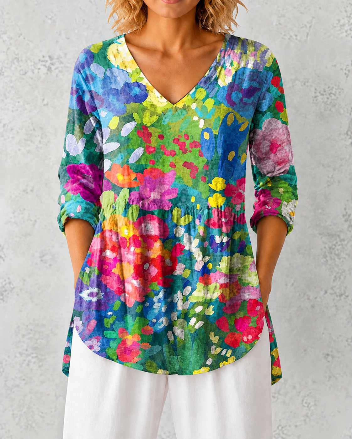 Maelle | Long Blouse with V-Neck