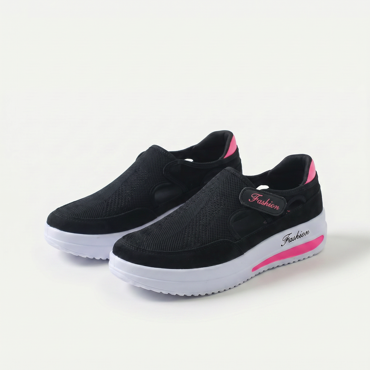 Vanessa – Black Orthopaedic Platform Slip-On Sneakers