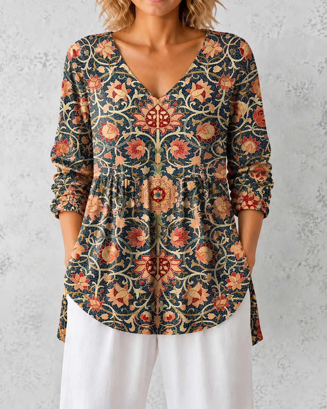 Celine | Long Blouse with V-Neck