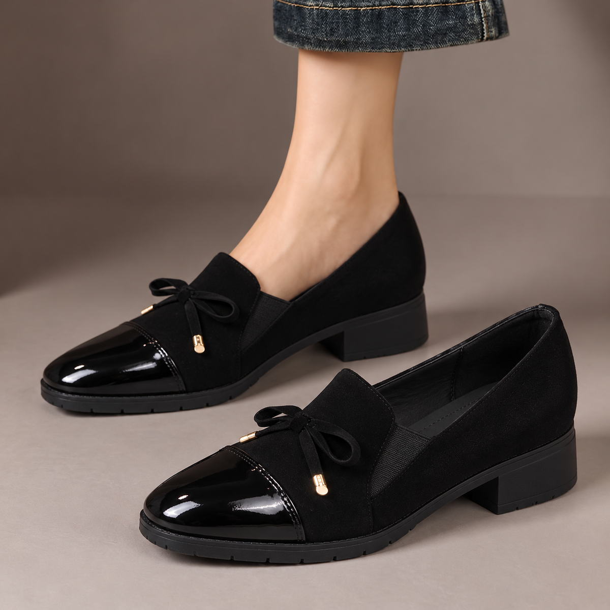 Velma Patent Toe Bow Loafers