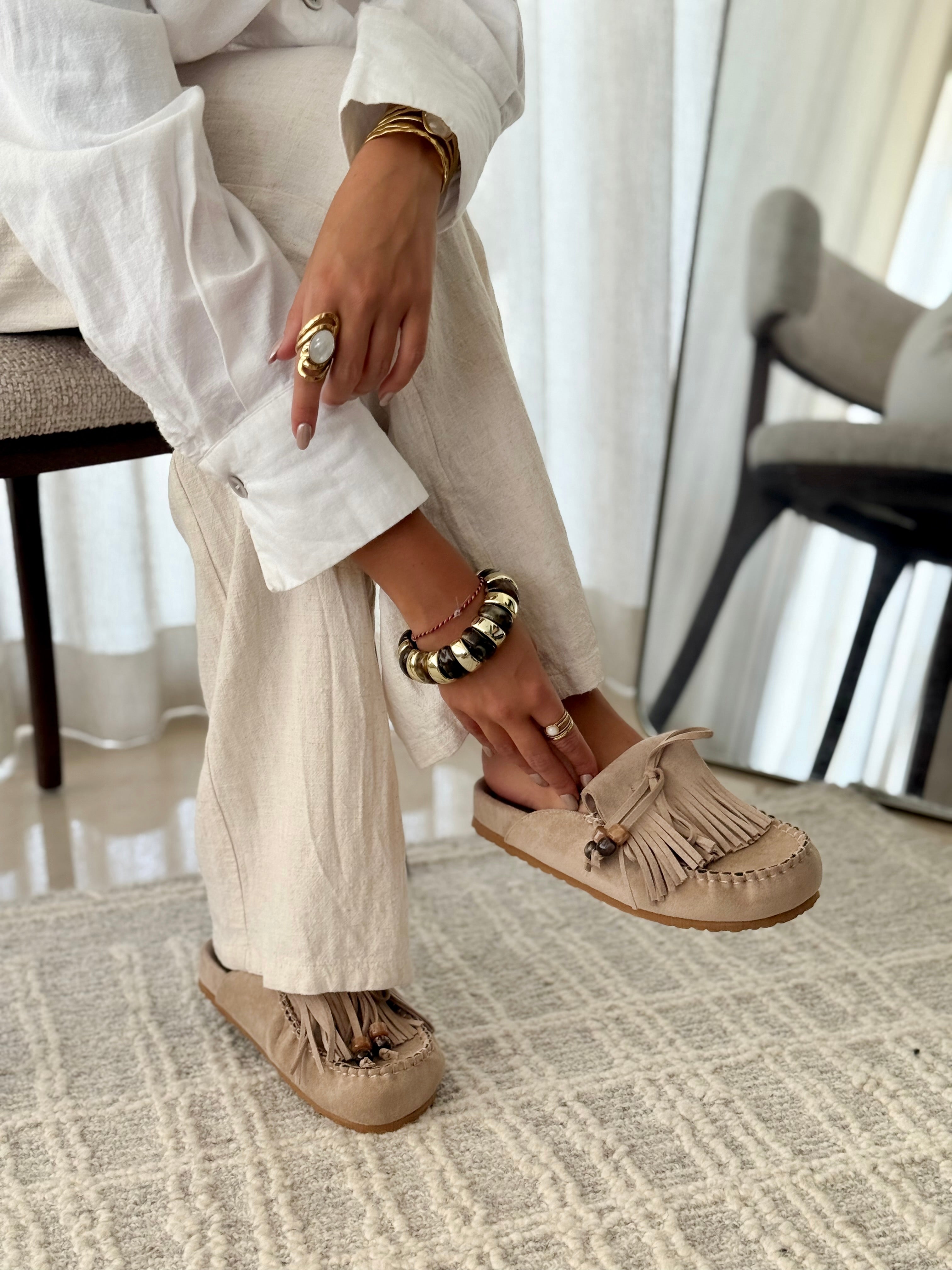 Sabrina™ | Comfortable Taupe Mules