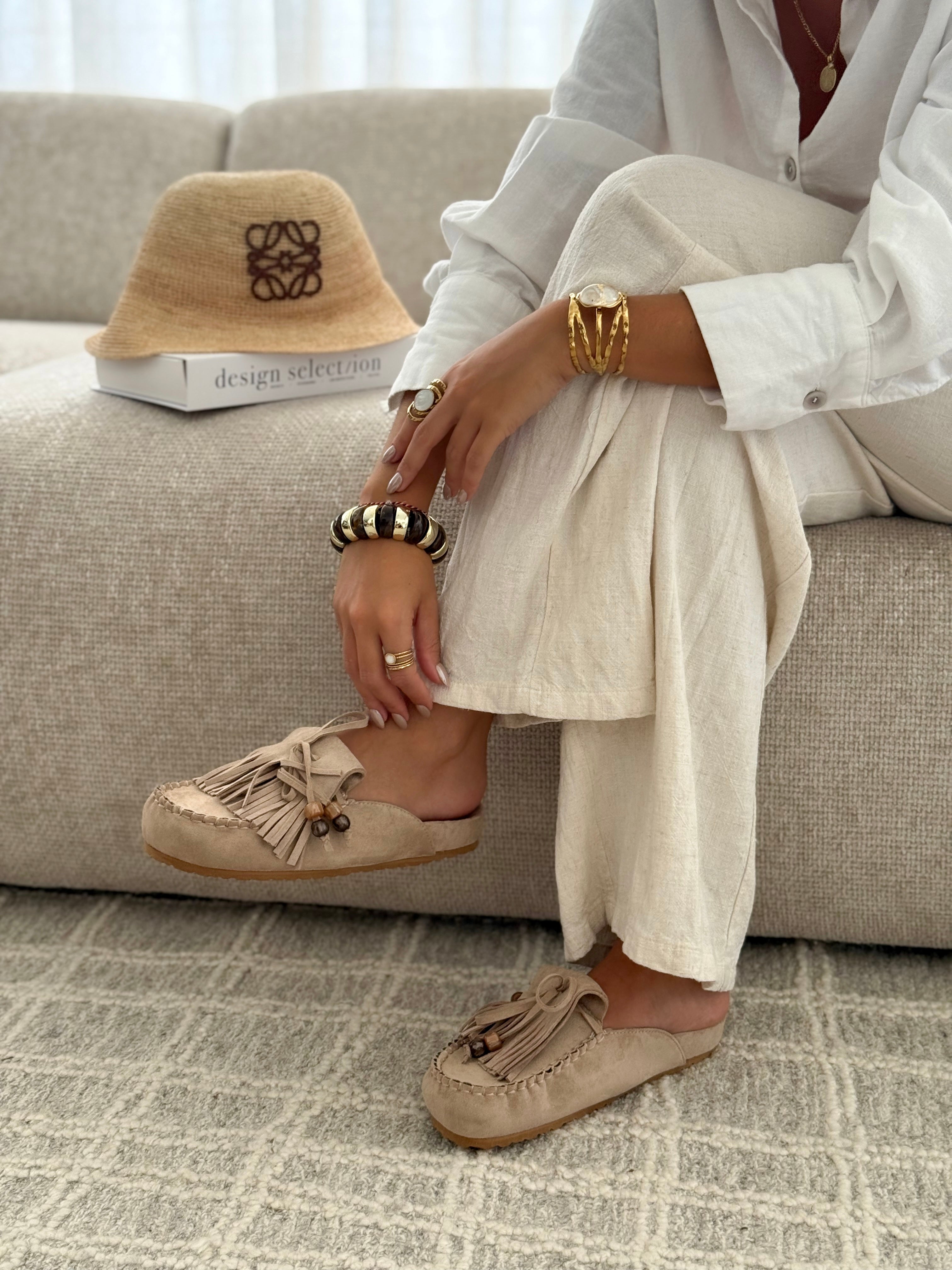 Sabrina™ | Comfortable Taupe Mules