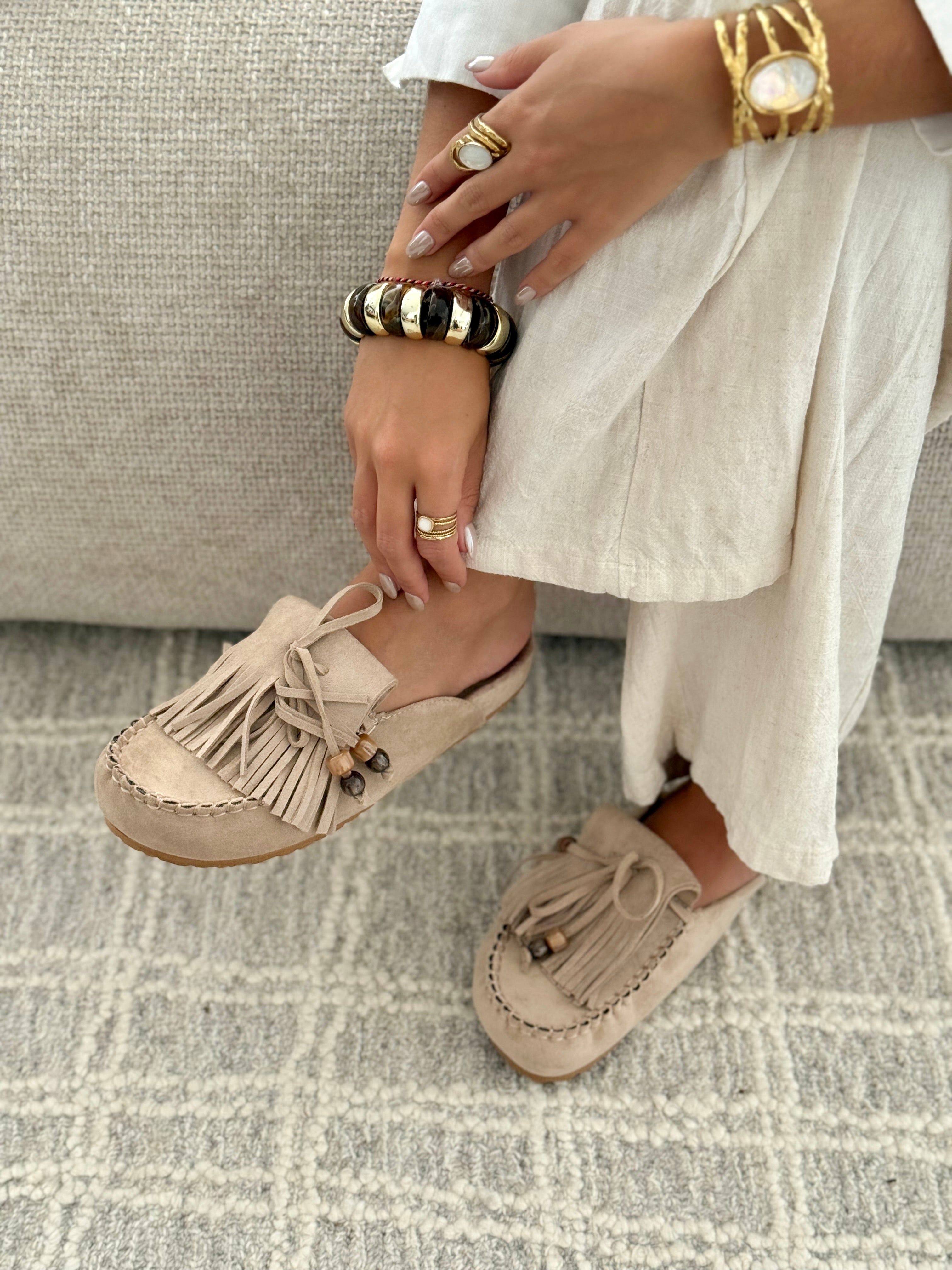 Sabrina™ | Comfortable Taupe Mules