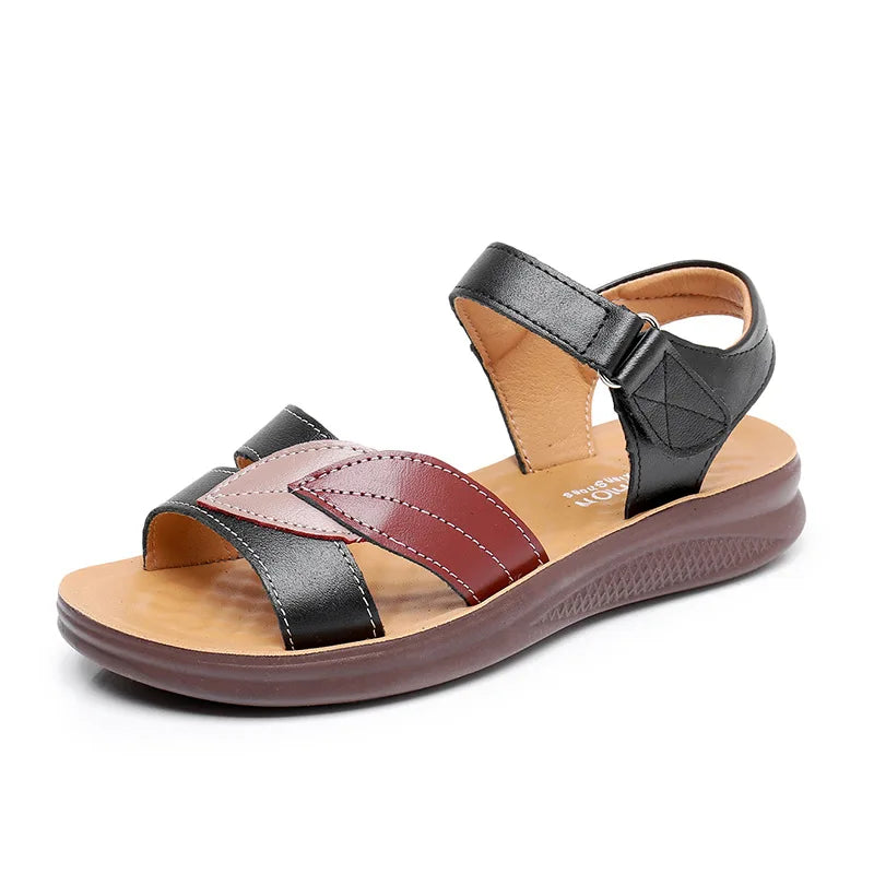 Ivy adjustable wedge comfort sandals in Black and Burgundy