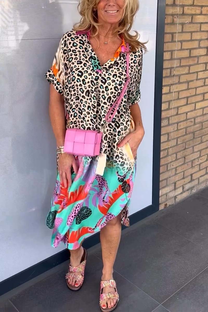 Ingrid | Leopard print dress with V-neckline