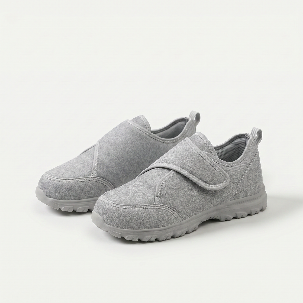Renee – Grey Orthopaedic Wide-Fit Hook-and-Loop Shoes