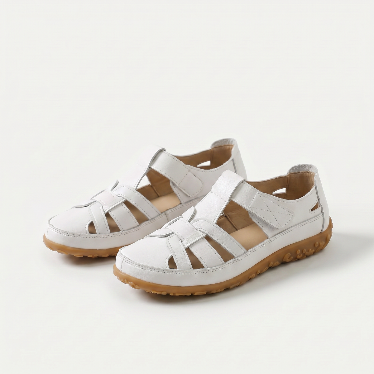 Phyllis – White Orthopaedic Woven Strap Comfort Sandals