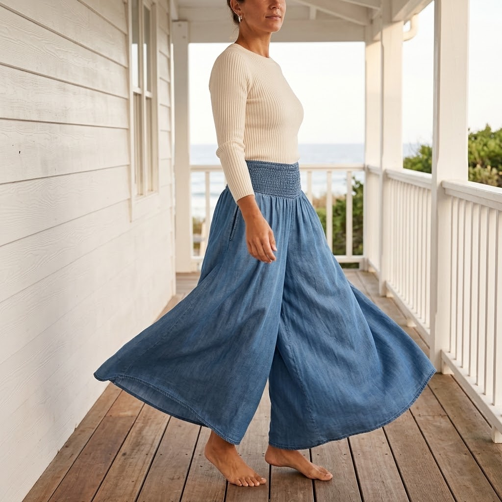 Dagny trousers flowing wide leg in motion