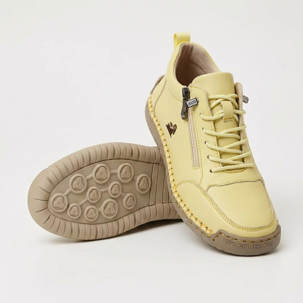 Marian – Lemon Yellow Orthopaedic Side-Zip Stitched Sneakers