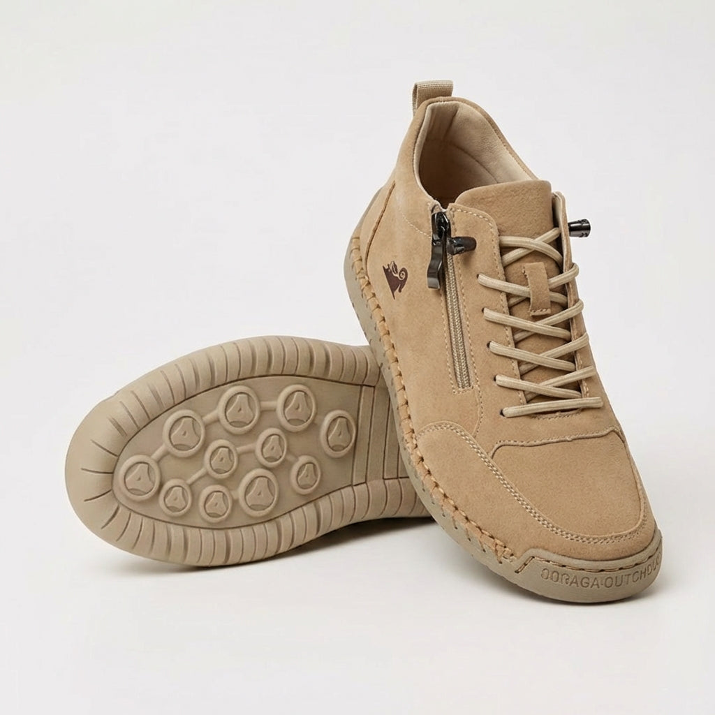 Marian – Tan Orthopaedic Side-Zip Stitched Sneakers