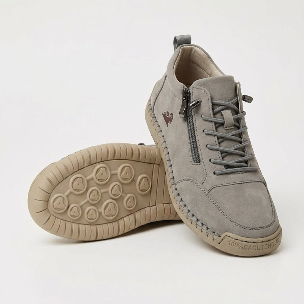 Marian – Grey Orthopaedic Side-Zip Stitched Sneakers