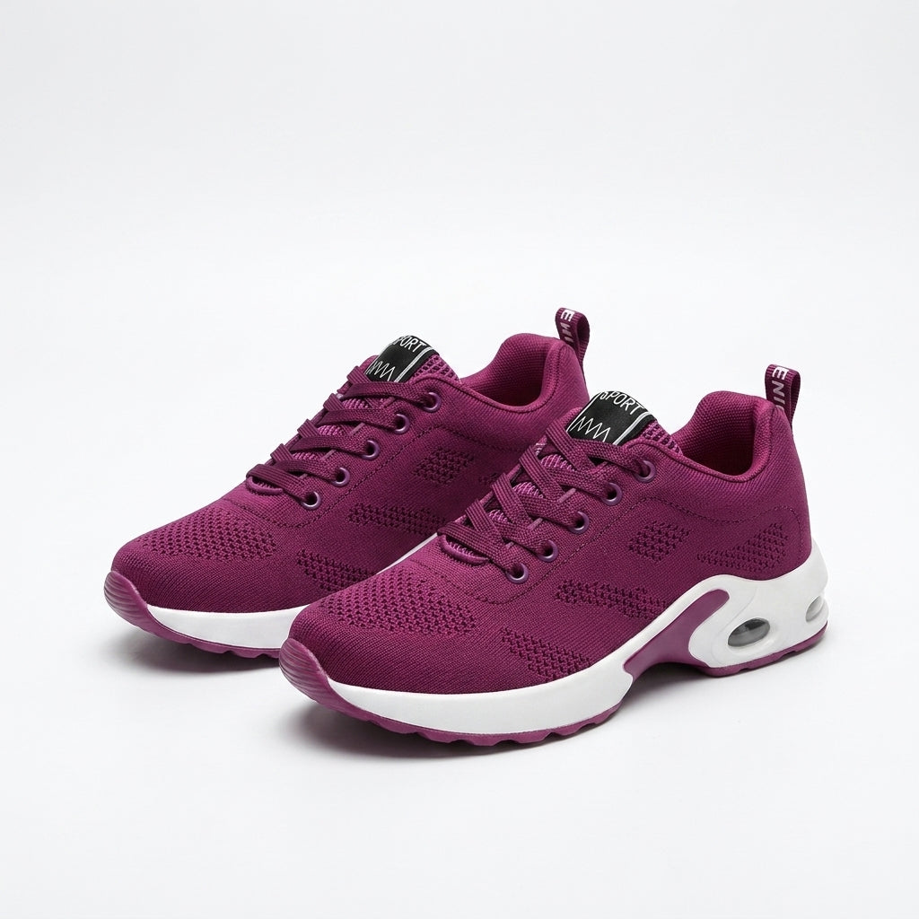 Selina – Plum Orthopaedic Knit Air-Cushion Sneakers