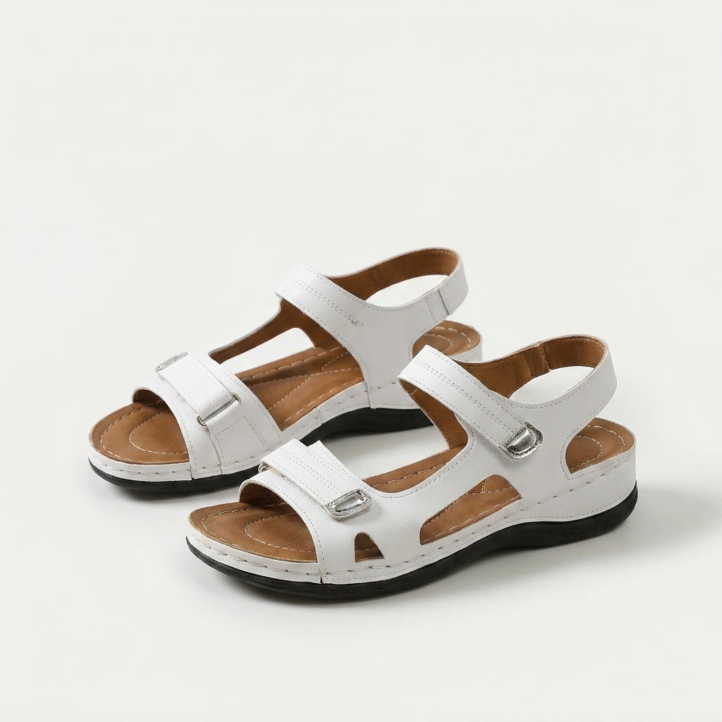 Suzanne – White Orthopaedic Adjustable Strap Sandals