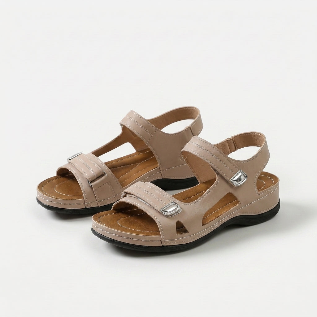 Suzanne – Beige Orthopaedic Adjustable Strap Sandals