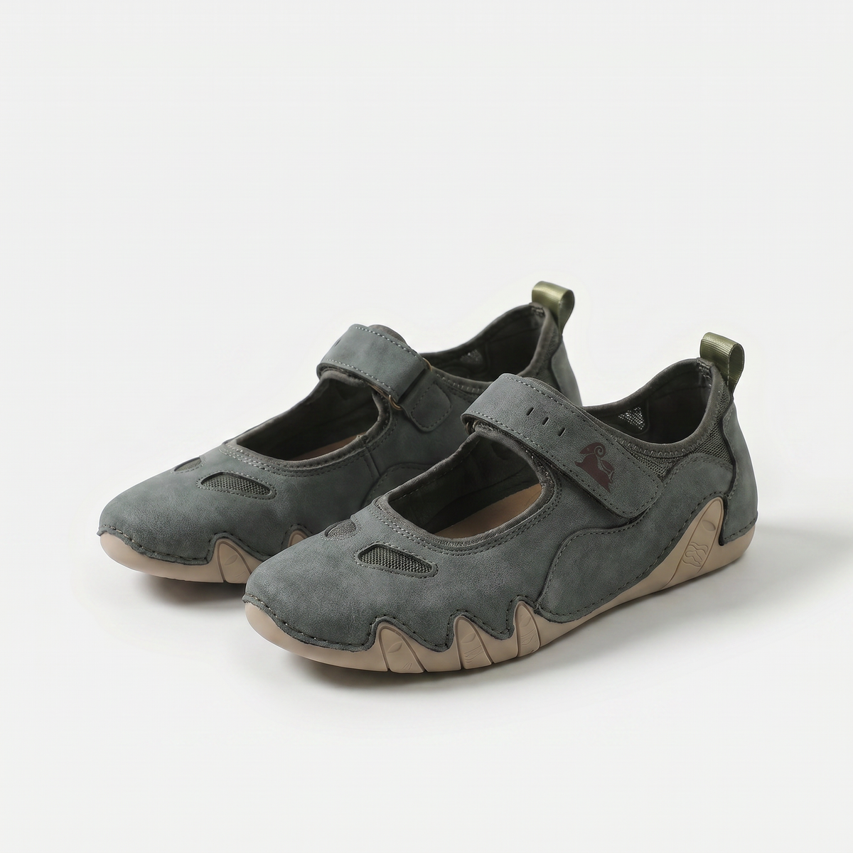 Regina – Olive Green Orthopaedic Mary Jane Ballet Flats