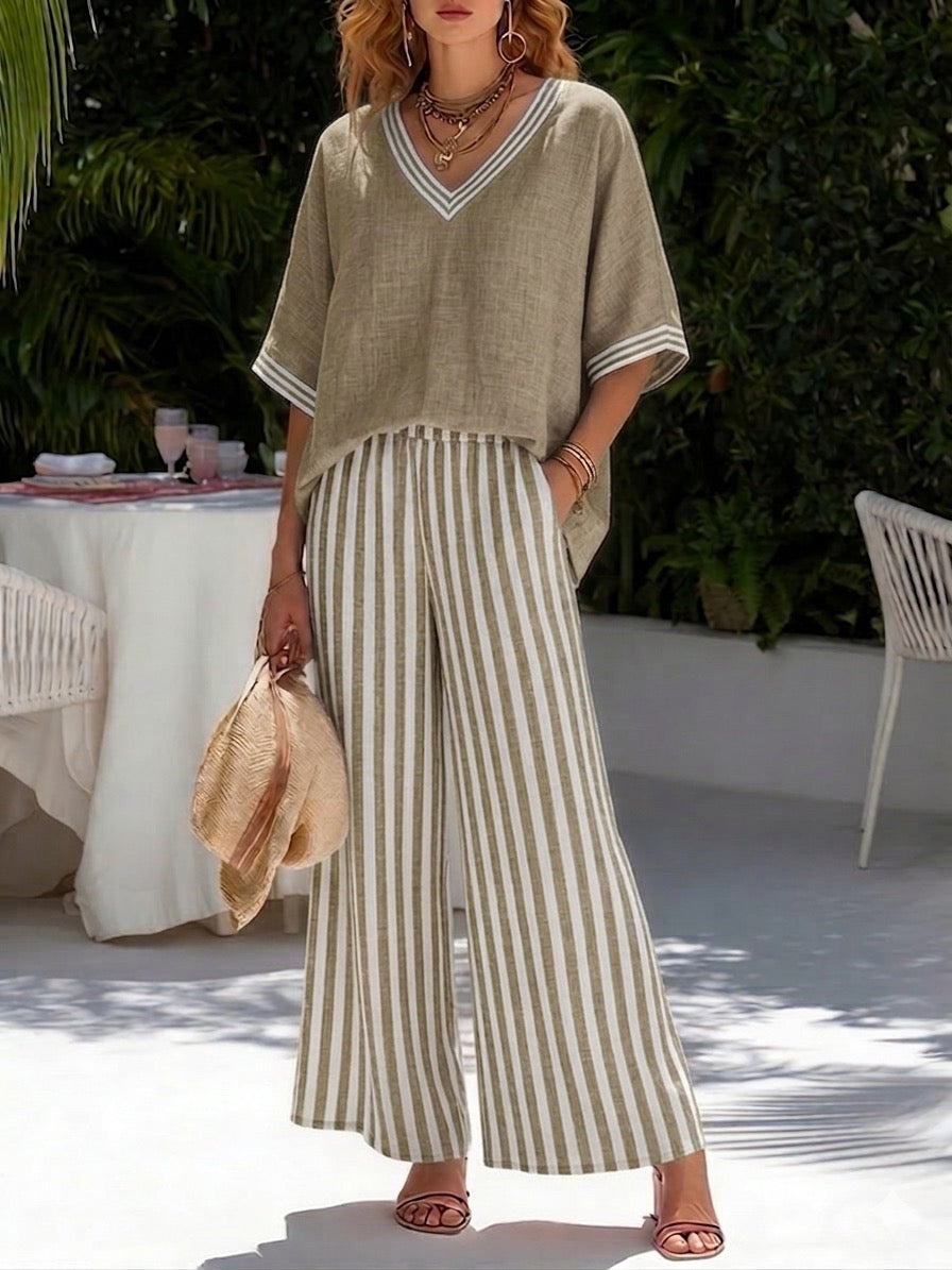 Laura | Striped Linen Duo Set
